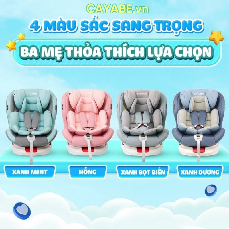 Ghế ngồi ô tô Chilux Roy xoay 360 độ cho bé 0 – 12 tuổi, có isofix, An toàn, tiện lợi