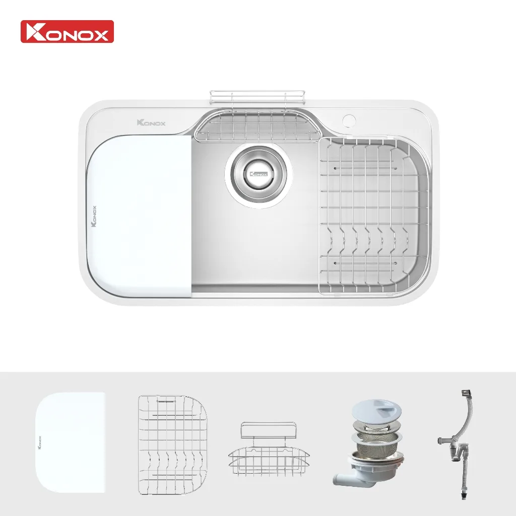 Chậu rửa bát inox 1 hố Konox TARI 9051SM phong cách Nhật bề mặt MỊN