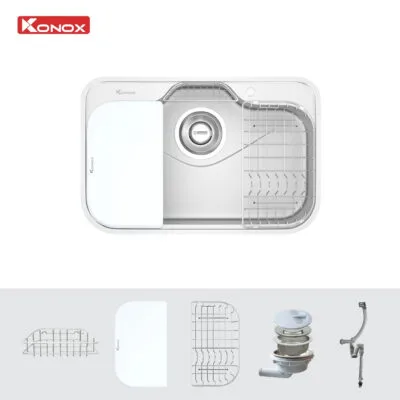 Chậu rửa bát inox 1 hố Konox TARI 7851SM phong cách Nhật bề mặt MỊN