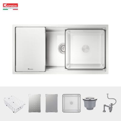 Chậu rửa bát inox 1 hố chống xước Konox KN8644SU Dekor