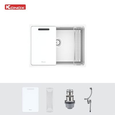 Chậu rửa bát inox 1 hố Konox TARI 6448SM phong cách Nhật bề mặt MỊN
