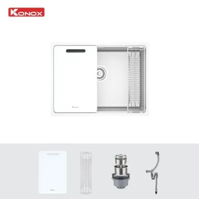Chậu rửa bát inox 1 hố Konox TARI 6448SM phong cách Nhật bề mặt MỊN